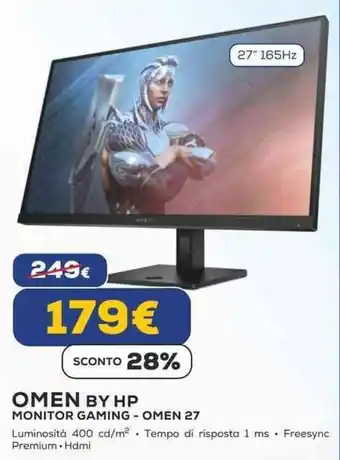 Euronics OMEN BY HP MONITOR GAMING OMEN 27 offerta