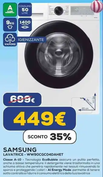 Euronics SAMSUNG LAVATRICE-WW90CGC04DAHET offerta