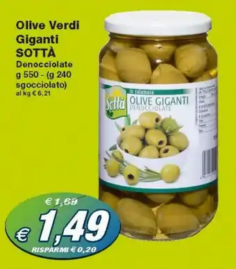 Prix Quality Sottà Olive Verdi Giganti 550g offerta