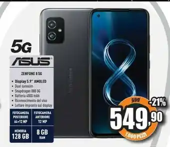 Unieuro Zenfone 8 15 cm (5.9") doppia sim android 11 5g usb tipo-c 8 gb 128 gb 4000 mah nero offerta
