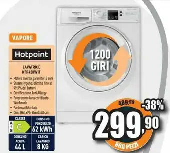 Unieuro Nfr428w it lavatrice caricamento frontale 8 kg 1200 giri/min c bianco offerta