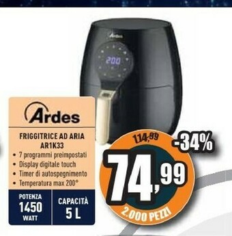 Unieuro Friggitrice ad aria ar1k33 offerta