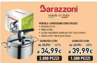 Unieuro Pentola a pressione 7l amelia + offerta