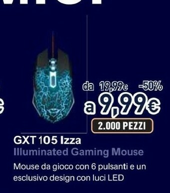 Unieuro Gxt 105 mouse ambidestro usb tipo a 2400 dpi offerta