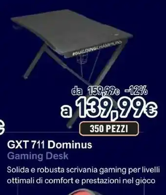 Unieuro Trust gxt 711 dominus + the division 2 scrivania per computer nero offerta