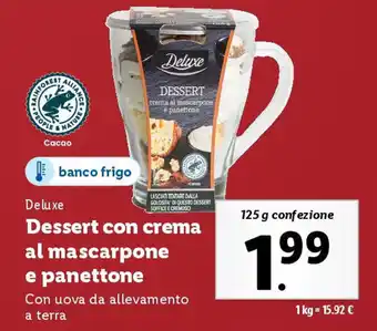 Lidl Deluxe Dessert con crema al mascarpone e panettone offerta