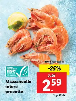 Lidl Mazzancolle intere precotte offerta