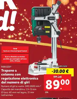 Lidl PARKSIDE Trapano a colonna con regolazione elettronica del numero di giri offerta