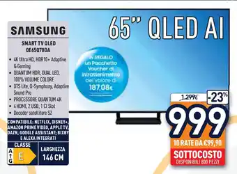 Unieuro SAMSUNG SMART TV QLED QE65Q70DA offerta