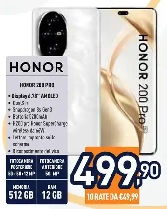 Unieuro HONOR 200 PRO offerta