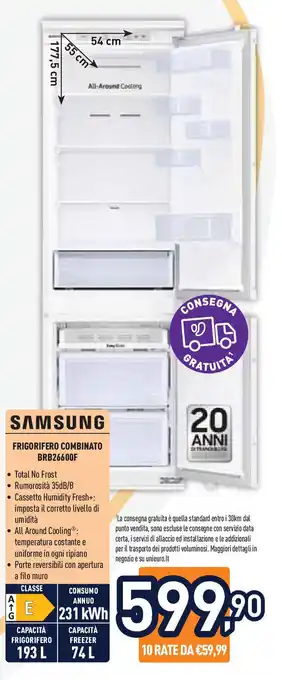 Unieuro SAMSUNG FRIGORIFERO COMBINATO BRB26600F offerta