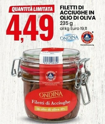 Eurospin Filetti di acciughe in olio di oliva offerta