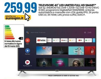 Eurospin Televisore 42 led full hd smart offerta