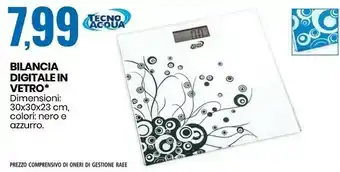 Tecno acqua bilancia digitale in vetro