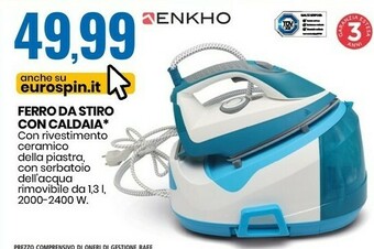 Eurospin Enkho ferro da stiro con caldaia 2000-2400 w offerta