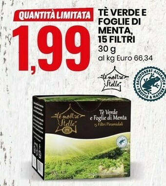 Eurospin Le nostre stelle tè verde e foglie di menta offerta