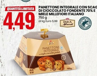 Eurospin Panettone integrale con scaglie di cioccolato fondente 70% offerta