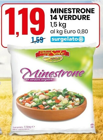 Eurospin Minestrone 14 verdure surgelate 1500 g(ml) offerta