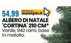 Eurospin Albero di natale cortina 210 cm verde offerta