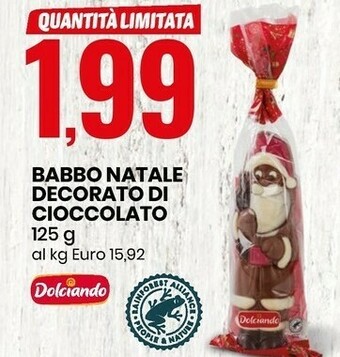 Eurospin Babbo natale decorato di cioccolato 125 g offerta