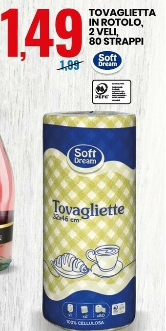 Eurospin Soft dream tovaglietta in rotolo offerta