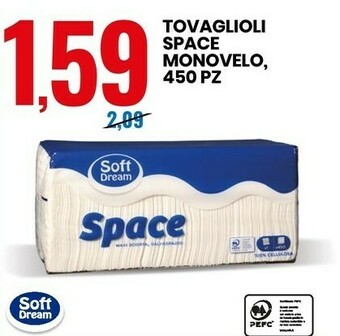 Eurospin Soft dream tovaglioli space monovelo offerta