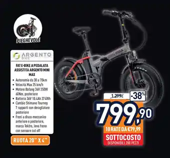 Unieuro Fat e-bike a pedalata assistita argento mini max offerta