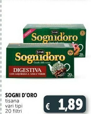 Deco Supermercati Sognid'oro tisana digestiva 20 filtri offerta