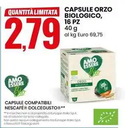 Eurospin Capsule orzo biologico offerta