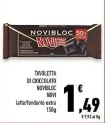 Conad Superstore Tavoletta di cioccolato novibloc NOVI latte/fondente extra offerta