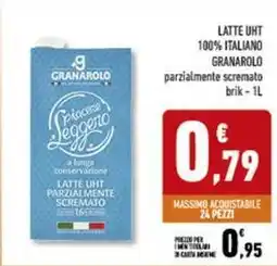 Conad Superstore Latte uht 100% italiano GRANAROLO parzialmente scremato brik offerta