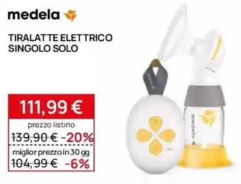 Prenatal Medela tiralatte elettrico singolo solo offerta