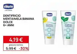 Prenatal Chicco dentifricio menta/mela banana dolce offerta