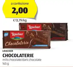 ALDI LOACKER CHOCOLATERIE milk chocolate/dark chocolate offerta