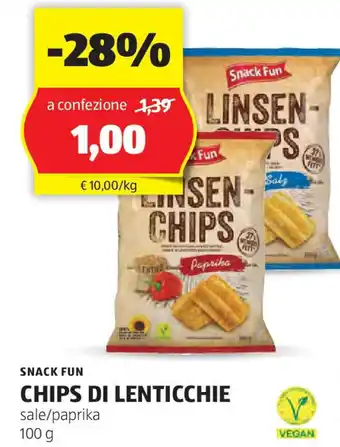 ALDI Snack fun chips di lenticchie offerta