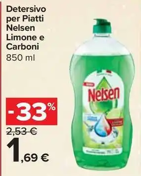 Carrefour Express Detersivo per Piatti Nelsen Limone e Carboni offerta