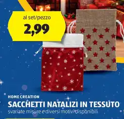 ALDI Home creation sacchetti natalizi in tessuto offerta