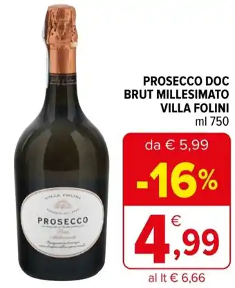 Iperal Prosecco doc brut millesimato VILLA FOLINI offerta