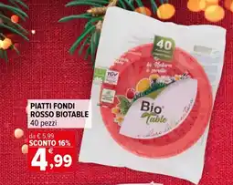 Iperal Piatti fondi rosso biotable offerta