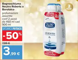 Carrefour Bagnoschiuma Neutro Roberts o Borotalco offerta