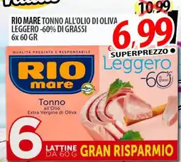 Il Genio Supermercato Rio mare tonno all'olio di oliva leggero-60% di grassi offerta