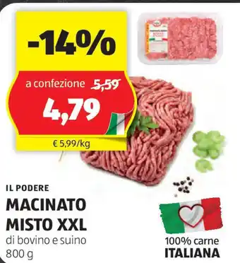 ALDI Il podere macinato misto xxl di bovino e suino offerta