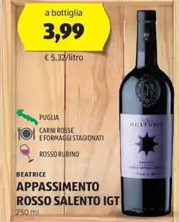 ALDI Beatrice appassimento rosso salento igt offerta