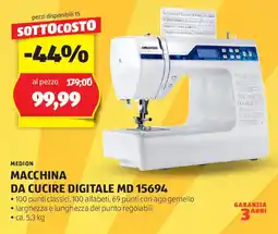 ALDI MEDION MACCHINA DA CUCIRE DIGITALE MD 15694 offerta