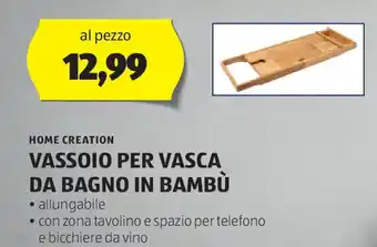 ALDI Home creation vassoio per vasca da bagno in bambù offerta