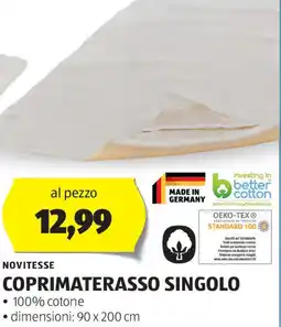 ALDI Novitesse coprimaterasso singolo offerta