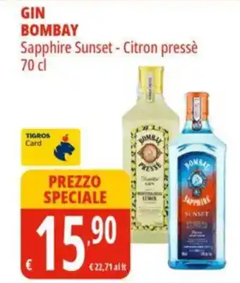 Tigros Gin bombay sapphire sunset - citron pressè offerta