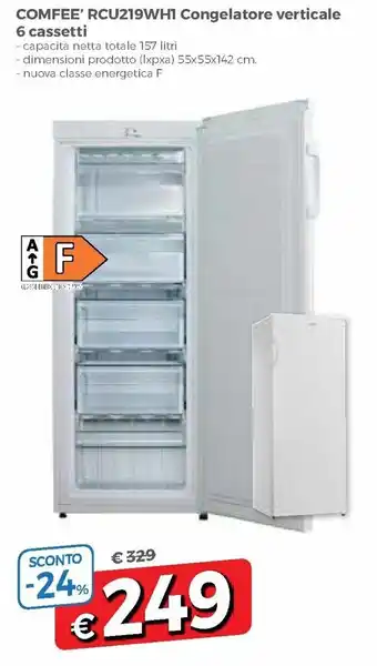 DPiù Comfee' RCU219WH1 Congelatore Verticale 6 cassetti offerta