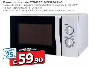 DPiù Comfee' Forno Microonde MG823ARW offerta