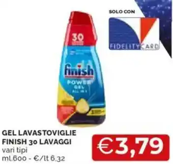 Mercatò Gel lavastoviglie finish 30 lavaggi vari tipi offerta